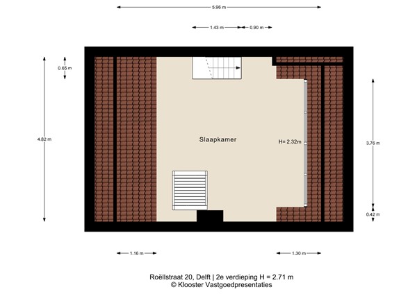 Plattegrond - Röellstraat 20, 2613 WE Delft - Roe¨llstraat 20_2e verdieping.jpg